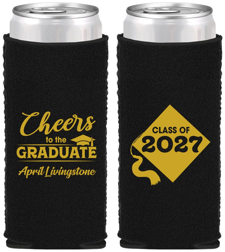 Custom Graduation Neoprene Slim Can Coolers - Class Of 2027 Tassel Hassel | 130033