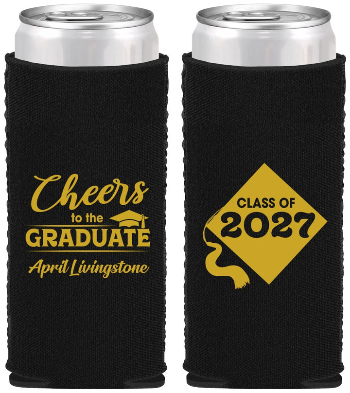 Custom Graduation Neoprene Slim Can Coolers - Class Of 2027 Tassel Hassel | 130033