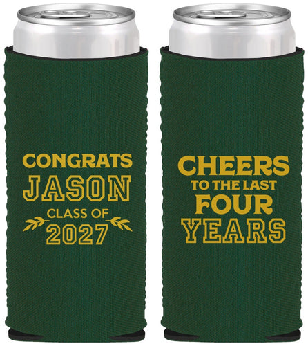 Custom Graduation Neoprene Slim Can Coolers - Class Of 2027 Last Four Years | 130036