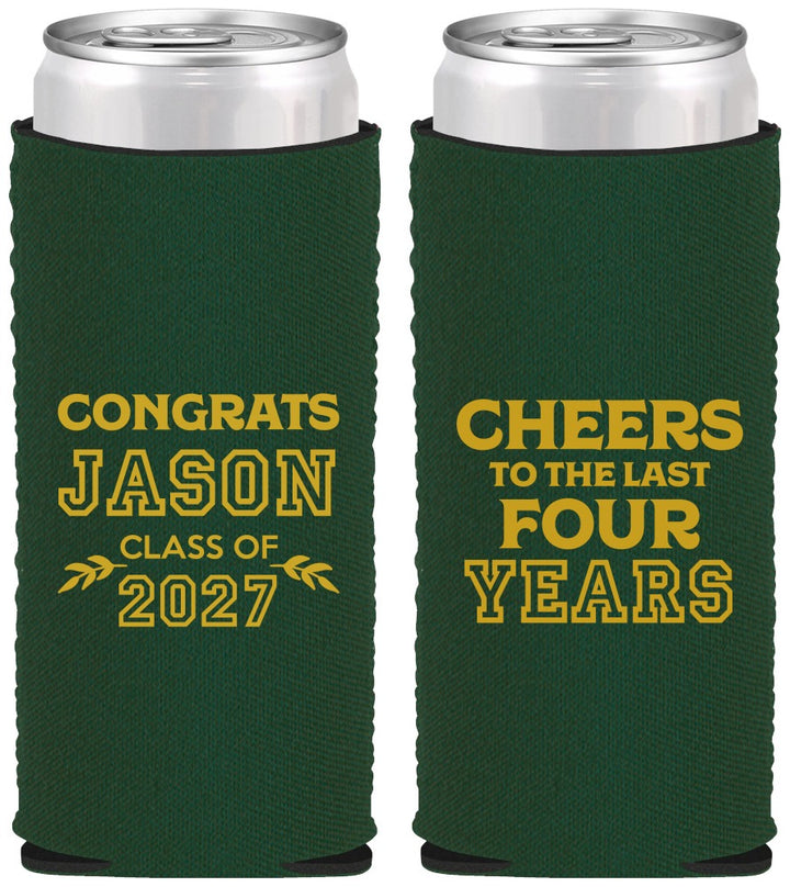 Custom Graduation Neoprene Slim Can Coolers - Class Of 2027 Last Four Years | 130036