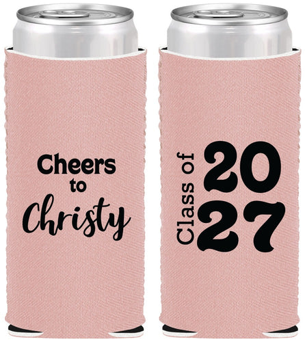 Custom Graduation Neoprene Slim Can Coolers - Class Of 2027 Cheers | 130037