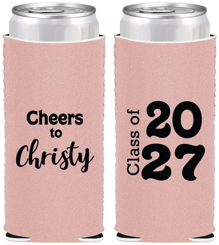 Custom Graduation Neoprene Slim Can Coolers - Class Of 2027 Cheers | 130037