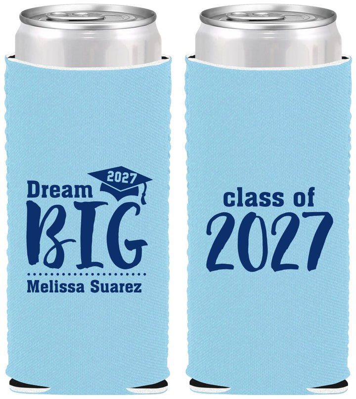 Custom Graduation Neoprene Slim Can Coolers - Class Of 2027 Dream Big | 130038