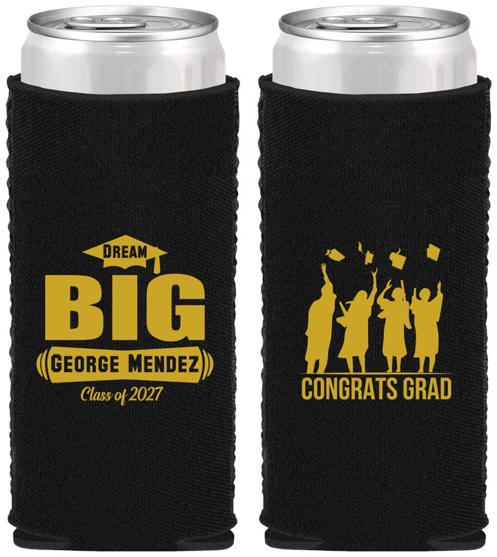 Custom Graduation Neoprene Slim Can Coolers - Class Of 2027 Dream Big | 130039
