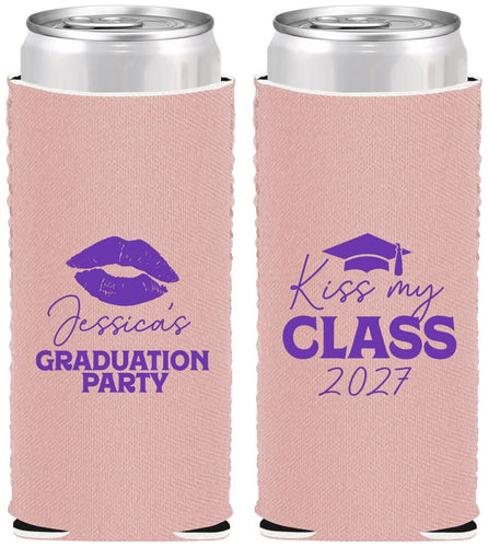 Custom Graduation Neoprene Slim Can Coolers - Class Of 2027 Kiss My Class | 130041