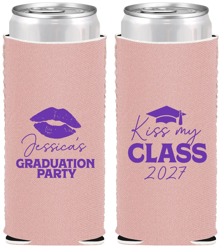 Custom Graduation Neoprene Slim Can Coolers - Class Of 2027 Kiss My Class | 130041