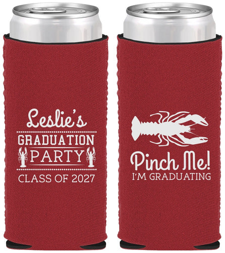 Custom Graduation Neoprene Slim Can Coolers - Class Of 2027 Crawfish Boil | 130042