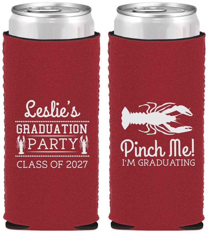 Custom Graduation Neoprene Slim Can Coolers - Class Of 2027 Crawfish Boil | 130042