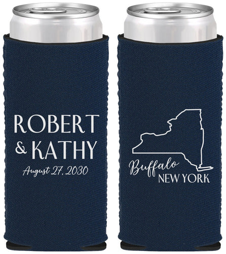 Custom Wedding Neoprene Slim Can Coolers - New York | 131