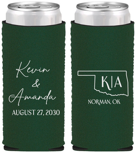 Custom Wedding Neoprene Slim Can Coolers - Oklahoma | 135