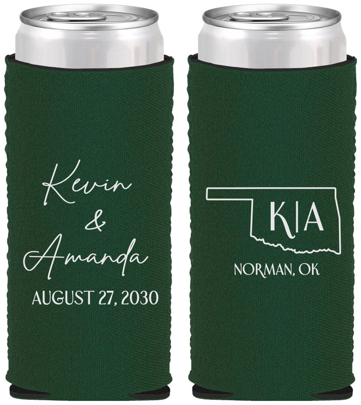 Custom Wedding Neoprene Slim Can Coolers - Oklahoma | 135