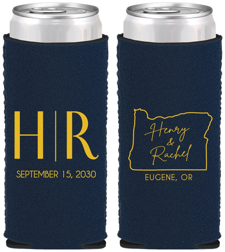 Custom Wedding Neoprene Slim Can Coolers - Oregon | 136