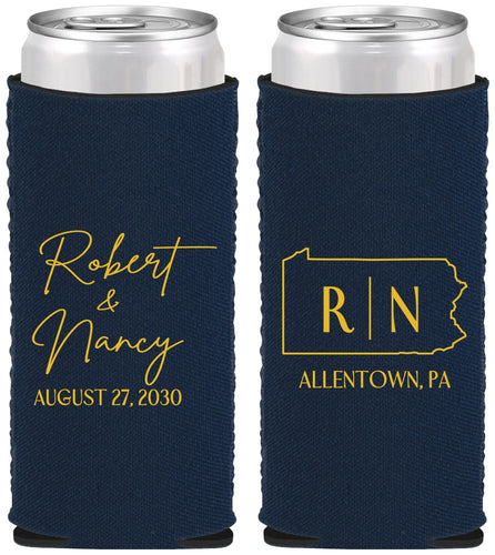 Custom Wedding Neoprene Slim Can Coolers - Pennsylvania | 137