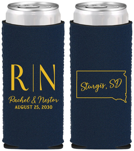 Custom Wedding Neoprene Slim Can Coolers - South Dakota | 140