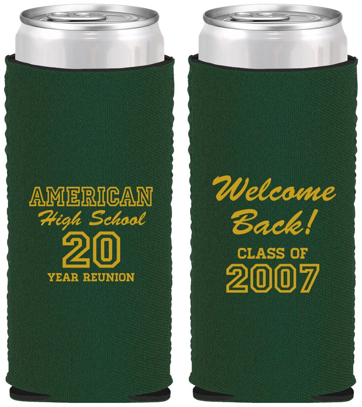 Custom Class Reunion Neoprene Slim Can Coolers - Class Of 2007 20 Year | 140001