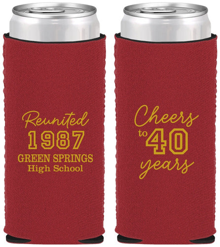 Custom Class Reunion Neoprene Slim Can Coolers - Class Of 1987 40 Year | 140003