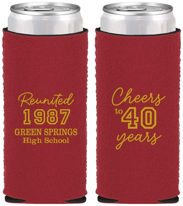 Custom Class Reunion Neoprene Slim Can Coolers - Class Of 1987 40 Year | 140003