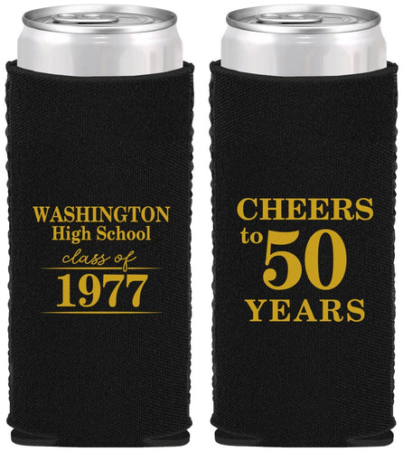 Custom Class Reunion Neoprene Slim Can Coolers - Class Of 1977 50 Year | 140004