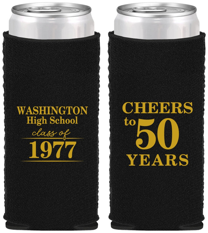 Custom Class Reunion Neoprene Slim Can Coolers - Class Of 1977 50 Year | 140004
