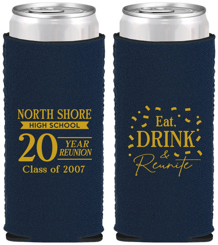 Custom Class Reunion Neoprene Slim Can Coolers - Class Of 2007 20 Year | 140006