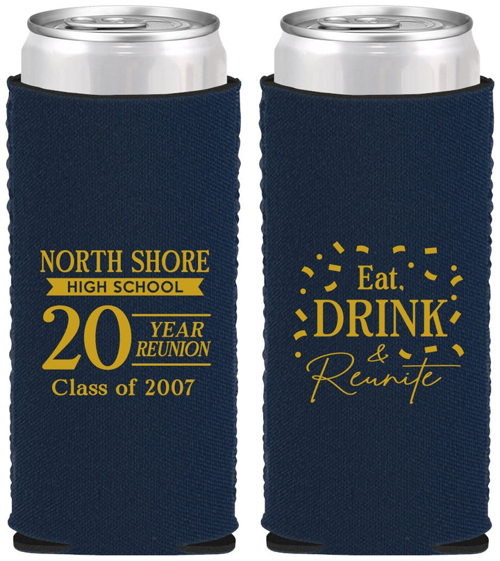 Custom Class Reunion Neoprene Slim Can Coolers - Class Of 2007 20 Year | 140006