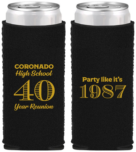 Custom Class Reunion Neoprene Slim Can Coolers - Class Of 1987 40 Year | 140008
