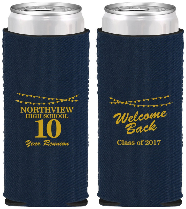 Custom Class Reunion Neoprene Slim Can Coolers - Class Of 2017 10 Year | 140010