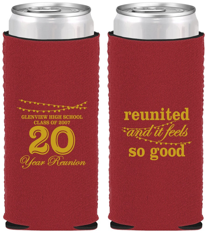 Custom Class Reunion Neoprene Slim Can Coolers - Class Of 2007 20 Year | 140011