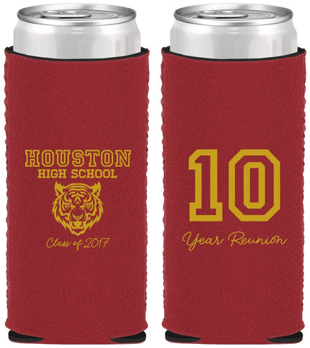 Custom Class Reunion Neoprene Slim Can Coolers - Class Of 2017 10 Year | 140015