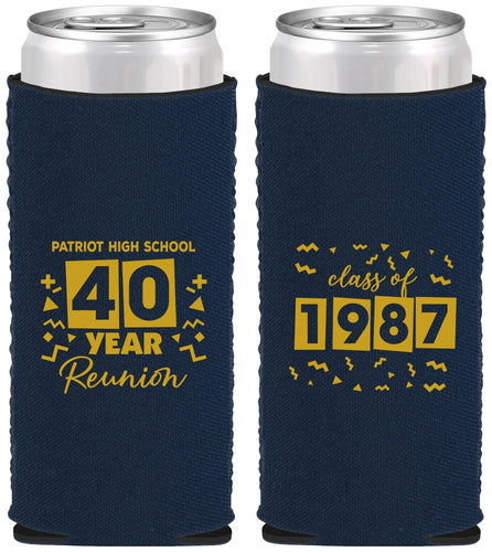 Custom Class Reunion Neoprene Slim Can Coolers - Class Of 1987 40 Year | 140018