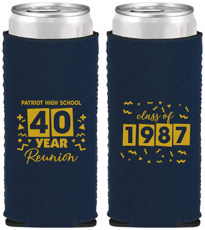 Custom Class Reunion Neoprene Slim Can Coolers - Class Of 1987 40 Year | 140018