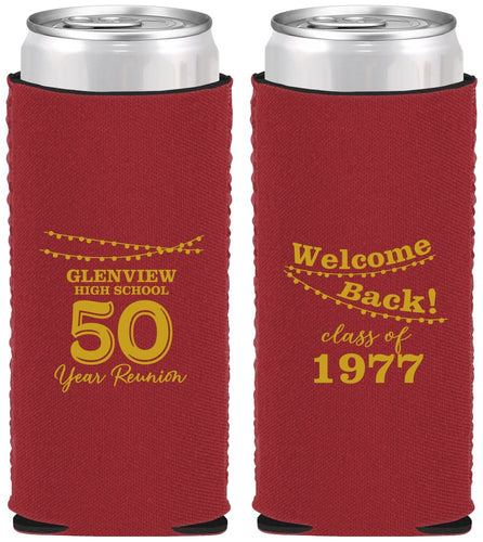 Custom Class Reunion Neoprene Slim Can Coolers - Class Of 1977 50 Year | 140019