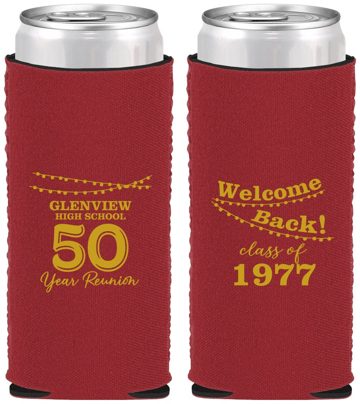 Custom Class Reunion Neoprene Slim Can Coolers - Class Of 1977 50 Year | 140019