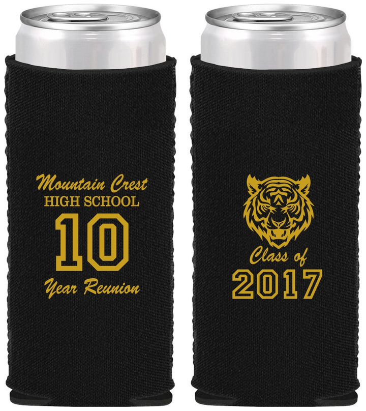 Custom Class Reunion Neoprene Slim Can Coolers - Class Of 2017 10 Year | 140020