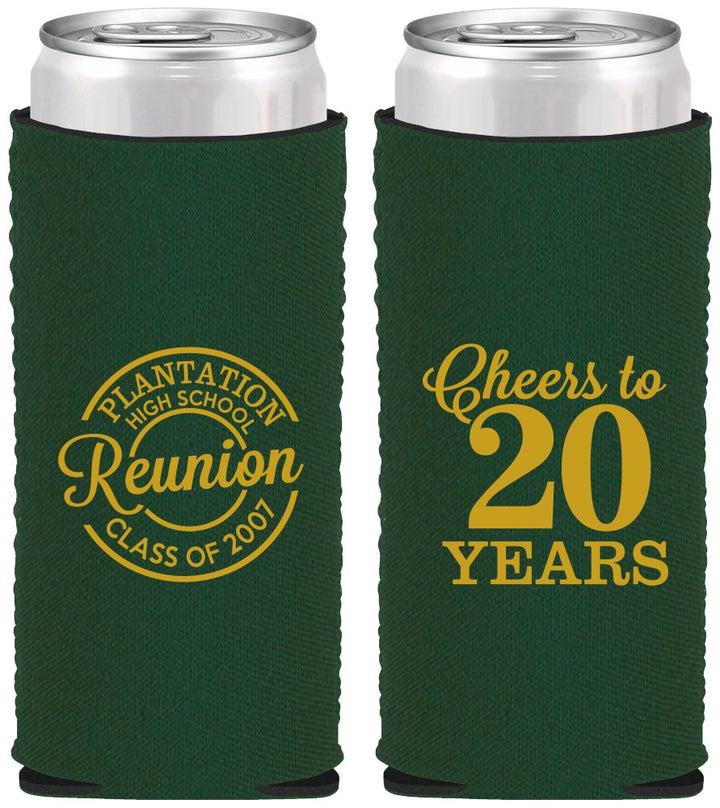 Custom Class Reunion Neoprene Slim Can Coolers - Class Of 2007 20 Year | 140021