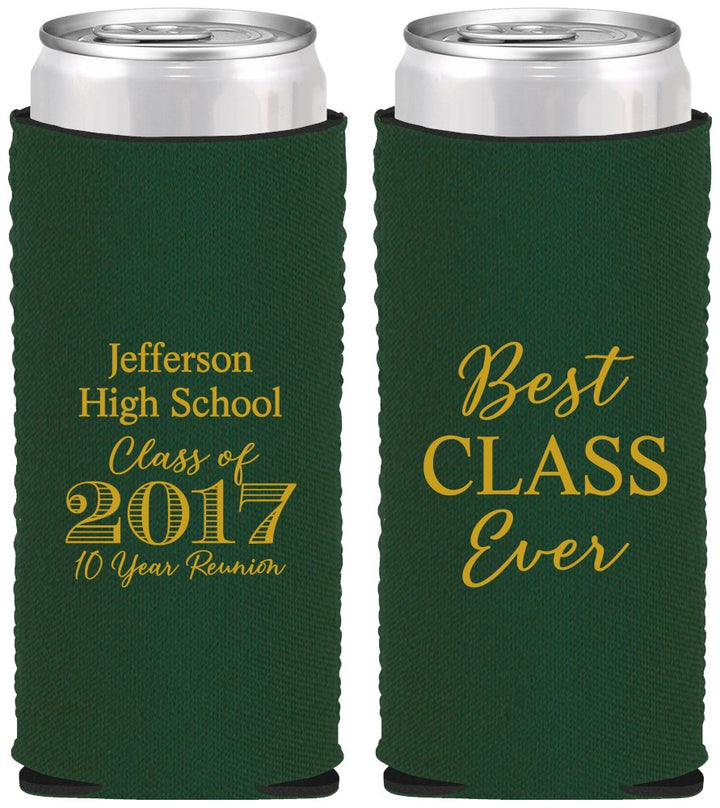 Custom Class Reunion Neoprene Slim Can Coolers - Class Of 2017 10 Year | 140025