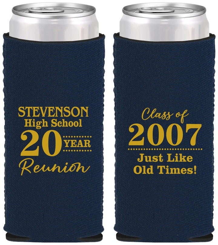 Custom Class Reunion Neoprene Slim Can Coolers - Class Of 2007 20 Year | 140026