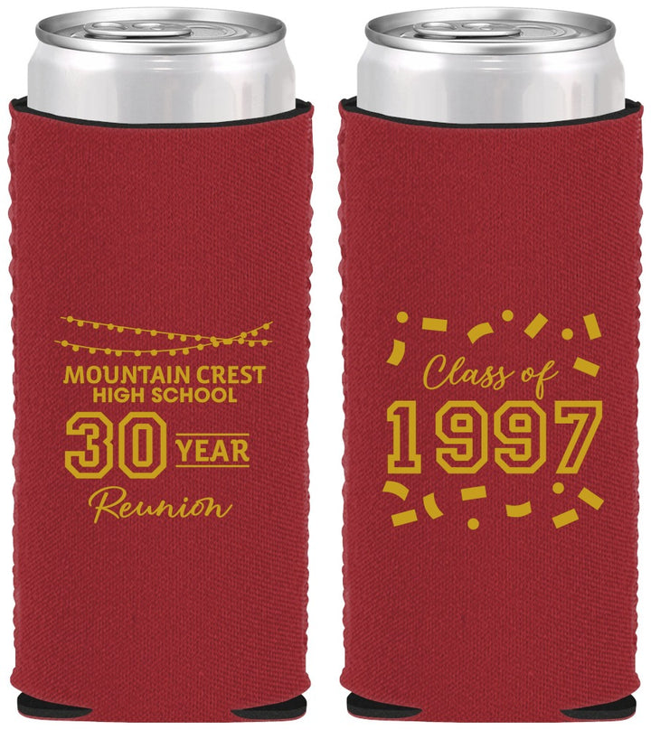 Custom Class Reunion Neoprene Slim Can Coolers - Class Of 1997 30 Year | 140027