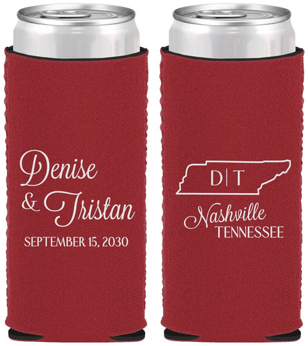 Custom Wedding Neoprene Slim Can Coolers - Tennessee | 141