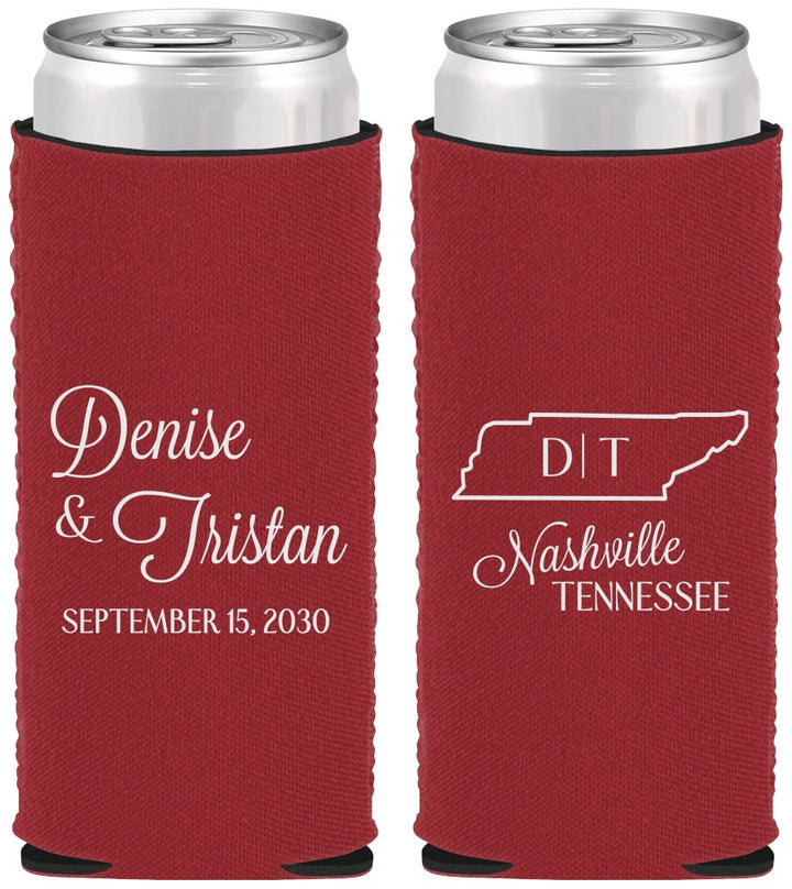 Custom Wedding Neoprene Slim Can Coolers - Tennessee | 141