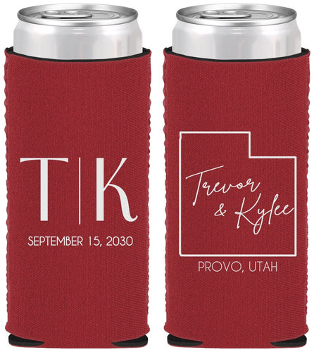 Custom Wedding Neoprene Slim Can Coolers - Utah | 143