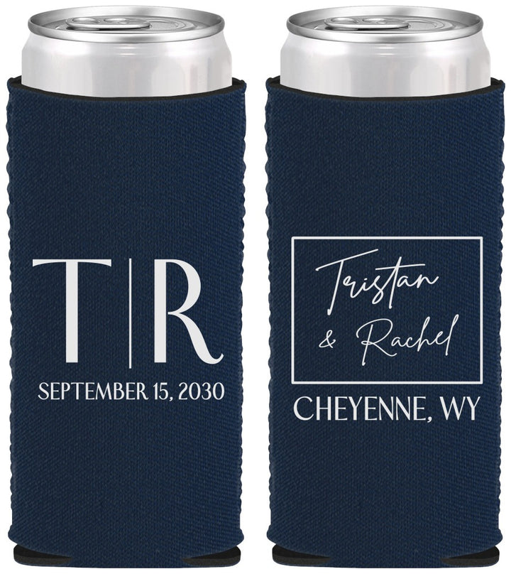 Custom Wedding Neoprene Slim Can Coolers - Wyoming | 149