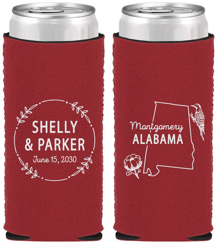 Custom Wedding Neoprene Slim Can Coolers - Alabama | 150
