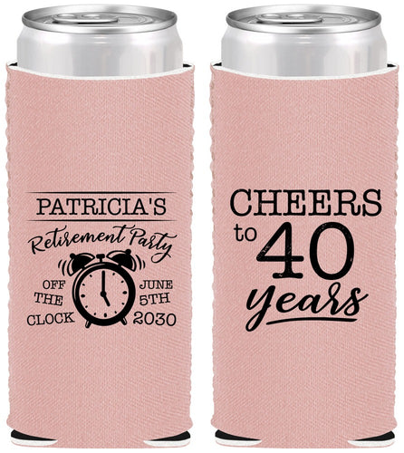 Custom Retirement Neoprene Slim Can Coolers - Off The Clock | 150000