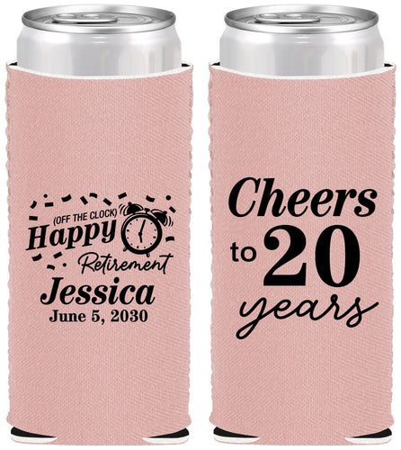 Custom Retirement Neoprene Slim Can Coolers - Off The Clock | 150001