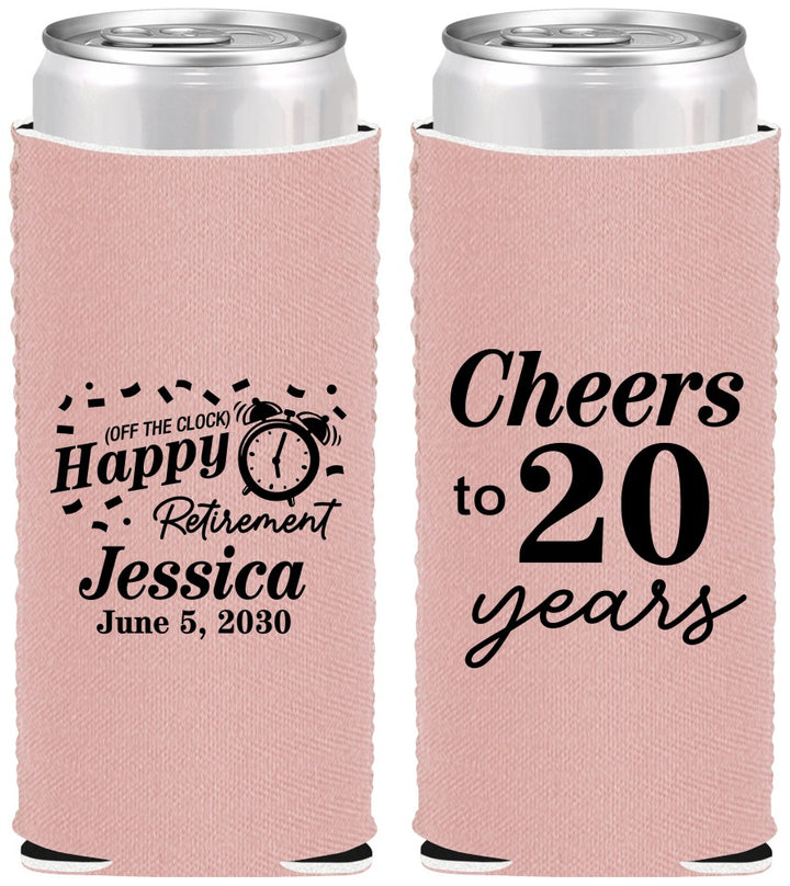 Custom Retirement Neoprene Slim Can Coolers - Off The Clock | 150001