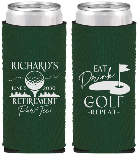 Custom Retirement Neoprene Slim Can Coolers - Eat Drink Golf Repeat | 150006