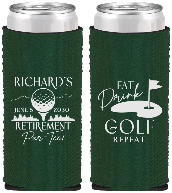 Custom Retirement Neoprene Slim Can Coolers - Eat Drink Golf Repeat | 150006