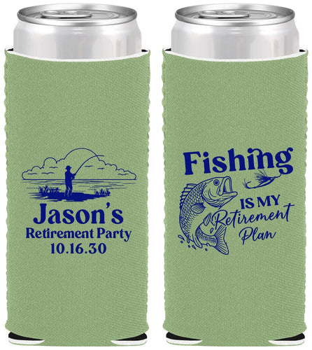Custom Retirement Neoprene Slim Can Coolers - Fishing | 150009
