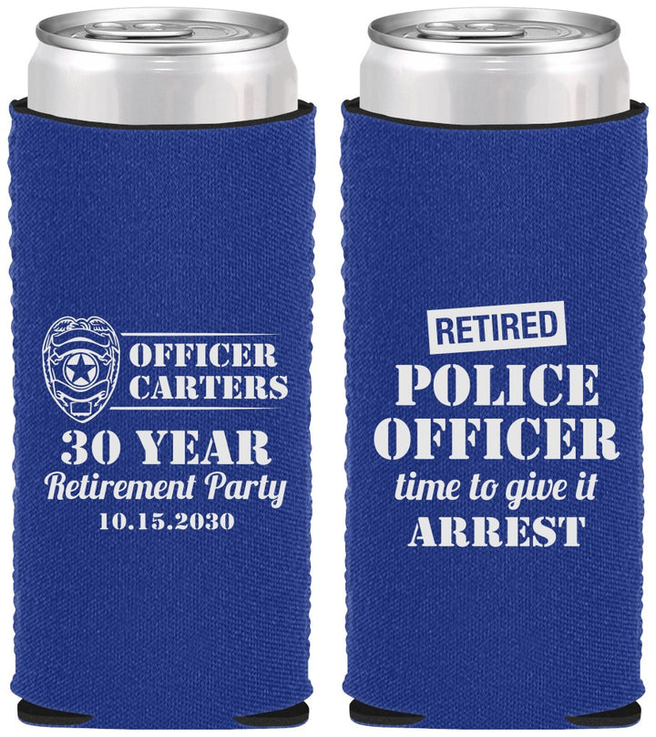 Custom Retirement Neoprene Slim Can Coolers - Police Officer | 150010
